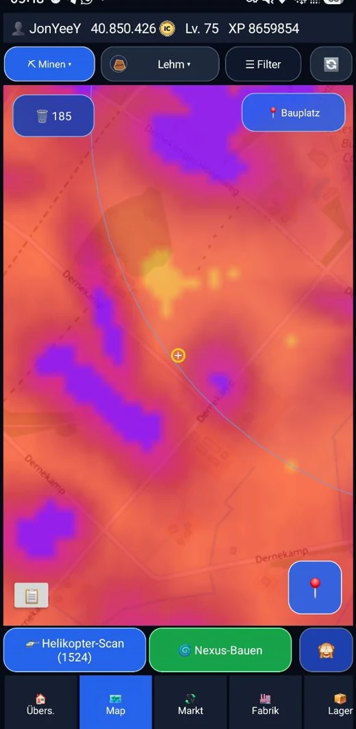 IndustryGO Karte mit Ressourcen-Heatmap